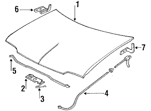 1993 Pontiac LeMans Latch(Hook),Hood Lksecd Diagram for 96145635