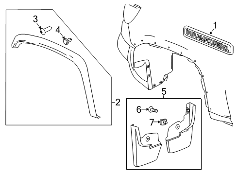 2018 Chevy Colorado Molding Assembly, Front Wheel Opening Diagram for 84367186