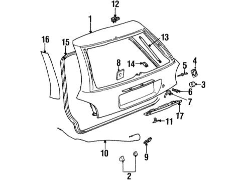 2001 Saturn SW2 Lift Gate Latch Assembly Diagram for 21171173