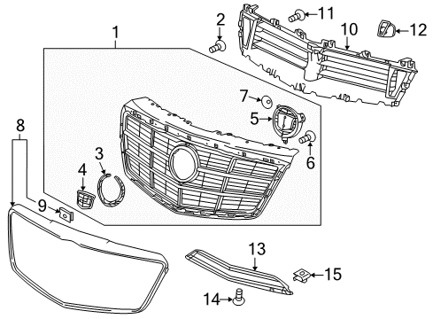 2014 Cadillac CTS Front Bumper - Grille & Components Diagram 3 - Thumbnail