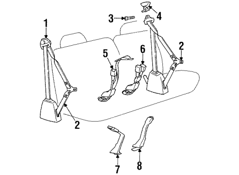 1992 GMC C2500 Rear Seat Belt Kit Right Diagram for 15662064