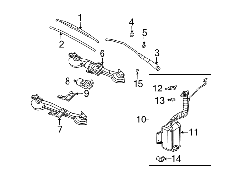 2007 Saturn Ion Wiper & Washer Components, Body Diagram 1 - Thumbnail