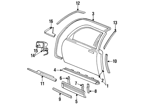 1994 Cadillac Fleetwood Glass/Case/Heater Assembly, Replacement Mirror Diagram for 12502602