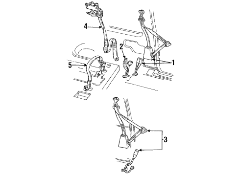 1992 GMC Yukon Driver Seat Belt Kit (Retractor Side) Gray Diagram for 12380491