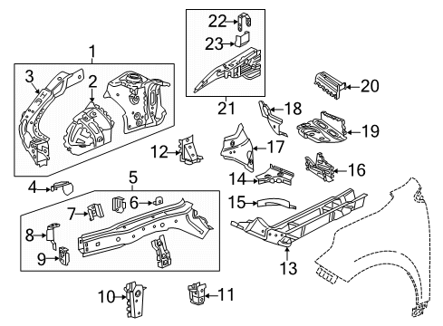 2021 Chevy Equinox Structural Components & Rails Diagram