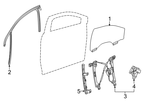 2018 Chevy Traverse Front Door - Glass & Hardware Diagram