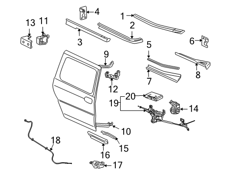 2006 Pontiac Montana Track Assembly, Rear Side Door Center Diagram for 15951099