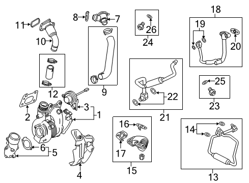 2016 Cadillac ATS Gasket, Turbo Exhaust Pipe Diagram for 12638677