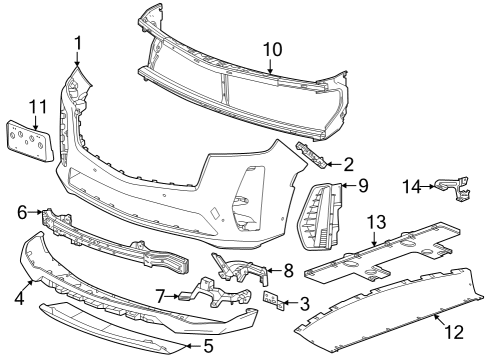 2023 Cadillac Escalade FASCIA-FRT BPR LWR *BLACK Diagram for 87813861