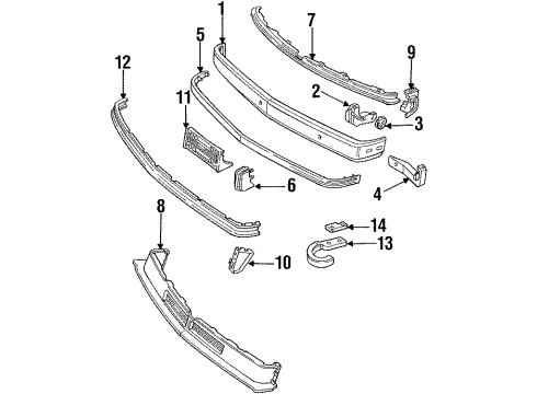 1994 Chevy K1500 Grille Assembly, Radiator Lower *Argent Medium *Argent Medium Diagram for 15984986