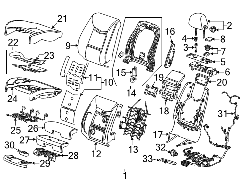 2016 Cadillac XTS Cover Assembly, Front Seat Cushion *Vecchio Basev Diagram for 23192937