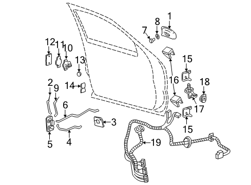 2001 GMC Yukon Handle Assembly, Front Side Door Inside Diagram for 10358997