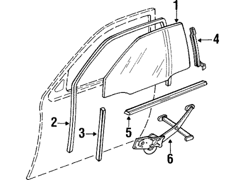 1992 Pontiac LeMans Weatherstrip,Front Door Window Outer At Belt(LH)(N08) Diagram for 90186549