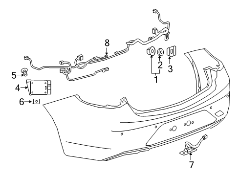 2019 Buick Regal Sportback Electrical Components - Rear Bumper Diagram