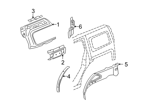 2006 Hummer H3 Inner Structure - Quarter Panel Diagram