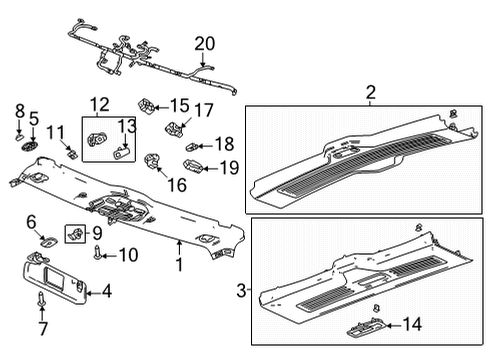 2022 GMC Hummer EV Pickup Sunshade Assembly, . *Black Diagram for 85159583