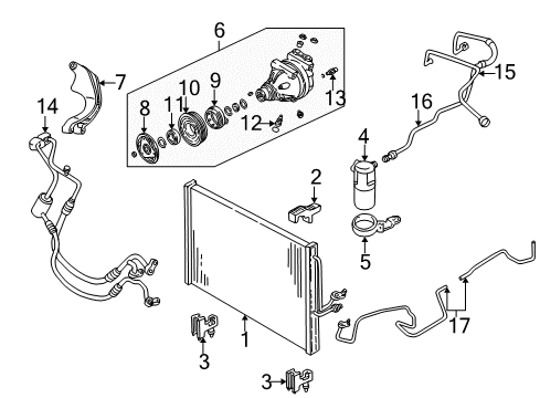 2005 Pontiac Montana A/C Condenser, Compressor & Lines Diagram 1 - Thumbnail