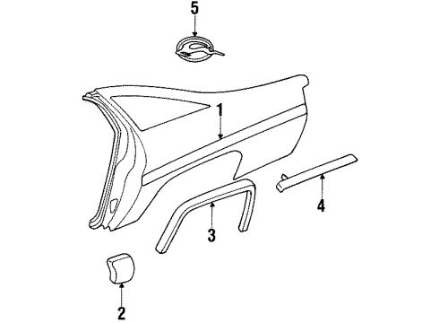 1994 Chevy Impala Molding Assembly, Rear Quarter Center Rear *Black Diagram for 16615586