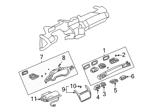 2000 Cadillac DeVille Cluster & Switches, Instrument Panel Diagram 3 - Thumbnail