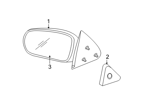 2002 Pontiac Grand Am Mirror,Outside Rear View, Right (Reflector Glass & Bonded Case Only) Diagram for 88892808