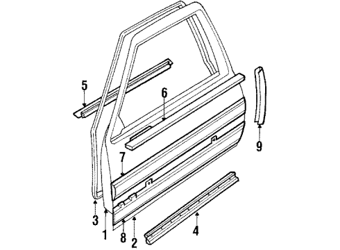 1985 Buick Electra Front Door & Components, Exterior Trim, Trim Diagram 3 - Thumbnail