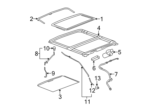 2010 Cadillac DTS Sunroof, Body Diagram