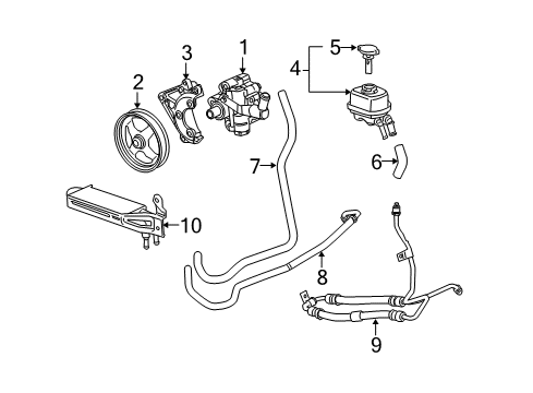 2005 Cadillac CTS P/S Pump & Hoses, Steering Gear & Linkage Diagram 4 - Thumbnail