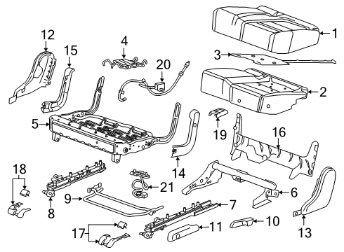 2022 Chevy Blazer Cover Assembly, Rear Seat Back Cross Bar Front Finish *Black Diagram for 23400651