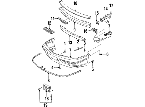 1997 Pontiac Bonneville Plate Assembly, Front Bumper Imp Bar Stud Diagram for 25625204