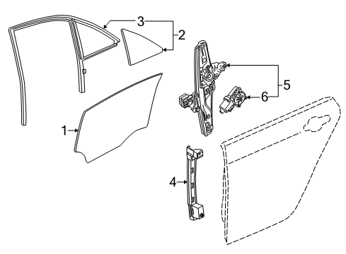 2015 Cadillac CTS Rear Door - Glass & Hardware Diagram