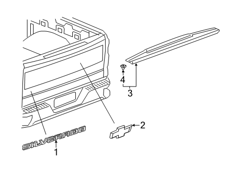 2022 Chevy Silverado 1500 LTD Exterior Trim - Pick Up Box Diagram 24 - Thumbnail