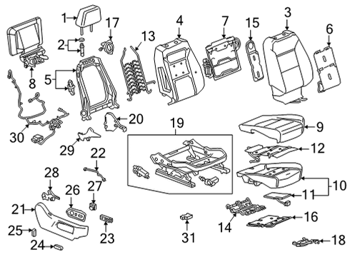 2021 Chevy Suburban Passenger Seat Components Diagram 1 - Thumbnail