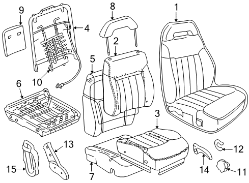 1996 Chevy S10 Cover,Driver Seat Back Cushion *Graphite Diagram for 12384890