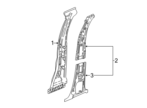 2019 Chevy Traverse Reinforcement Assembly, Center Pillar Outer Panel Diagram for 84050782