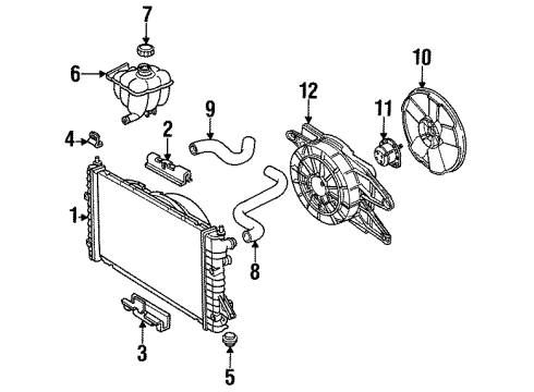 1995 Saturn SL Radiator & Components Diagram