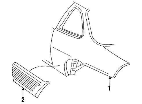 1994 Pontiac Grand Am Molding Kit,Quarter Panel Center Front Diagram for 88891529