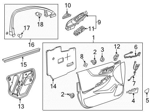 2020 Chevy Malibu Trim Assembly, Front S/D *Black Diagram for 84355784