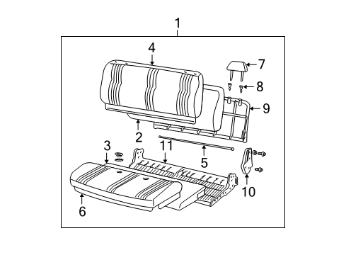 1998 Chevy C2500 Frame Asm,Front Seat Back Cushion *Dark Blue Diagram for 12383263