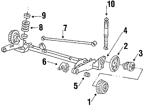 1984 Pontiac Phoenix Rear Suspension System, Rear Axle Diagram 1 - Thumbnail