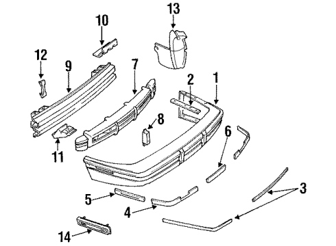 1991 Buick Regal Reinforcement, Rear Bumper Energy Abs Diagram for 10128138