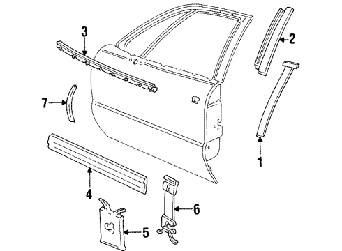 1992 Buick LeSabre Molding Kit,Front Side Door Center (LH) *Bright W/Bla Diagram for 88891311