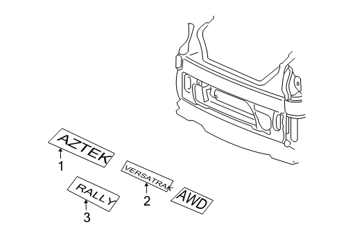 2003 Pontiac Aztek Plate Assembly, Lift Gate Name (Versatrak Awd) *Black Diagram for 10439732