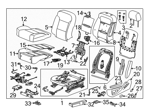 2015 GMC Sierra 2500 HD Switch Assembly, Front Seat Heater *Black Carbon Diagram for 22883142