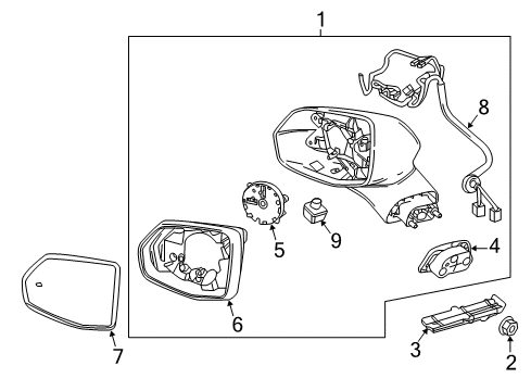 2021 Cadillac XT5 Outside Mirrors Diagram