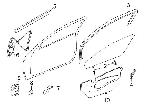 1999 Pontiac Grand Am Door - Glass & Hardware Diagram