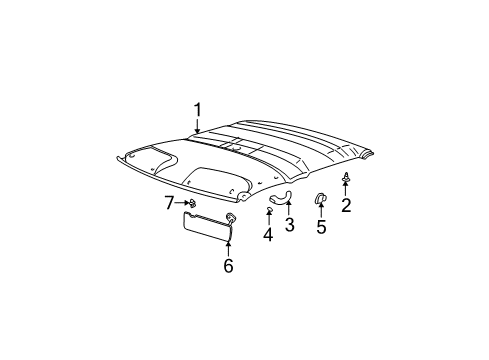 2001 Chevy S10 PANEL, Roof Trim(Interior) Diagram for 15073568