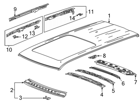 2022 Cadillac Escalade ESV Roof & Components Diagram 1 - Thumbnail