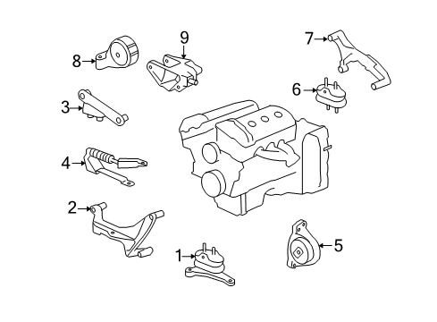 2008 Pontiac Torrent Engine & Trans Mounting Diagram 2 - Thumbnail