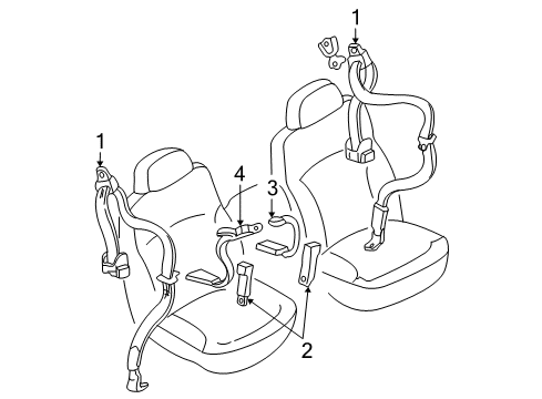 2000 Chevy S10 Belt Kit,Rear Seat (Buckle Side) *Beige Diagram for 12470306