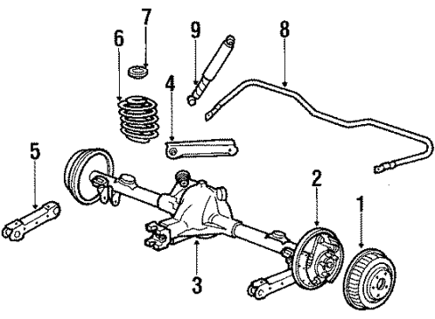 1988 Oldsmobile Cutlass Supreme Rear Suspension, Control Arm Diagram 1 - Thumbnail